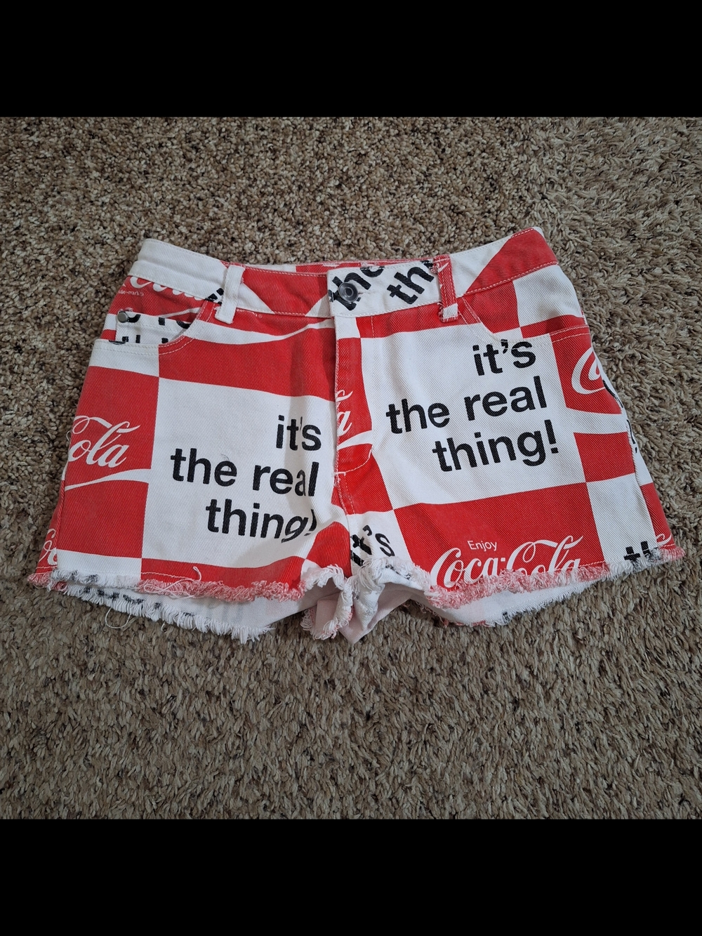 Vintage Coca-Cola Graphic Denim Shorts High Rise - Size S